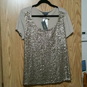 Gold Sparkle Glitter Sequin Glam Top